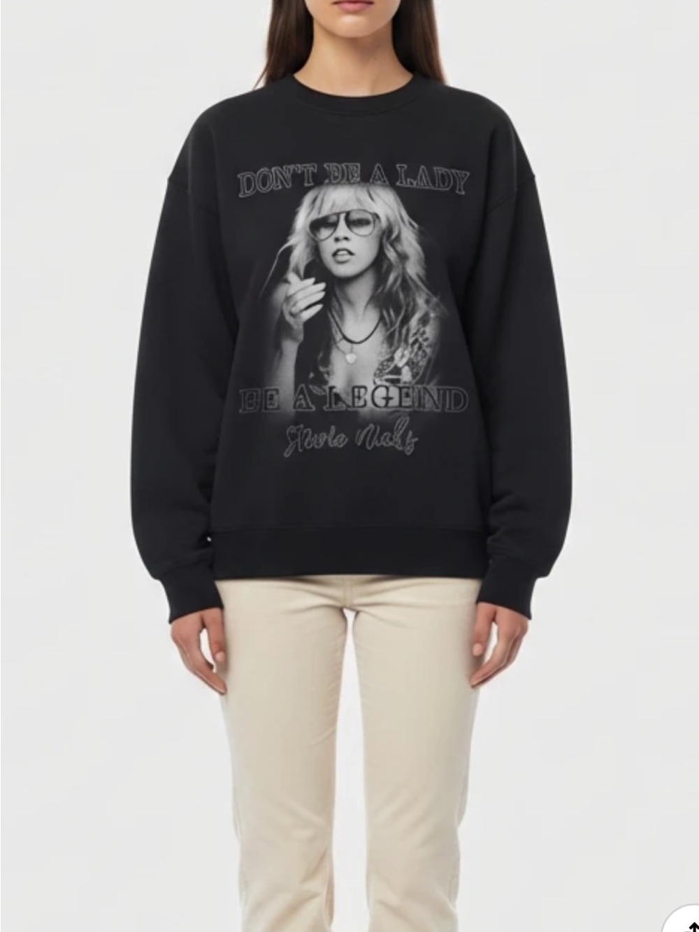 Stevie Nicks Black Graphic Crewneck Sweatshirt